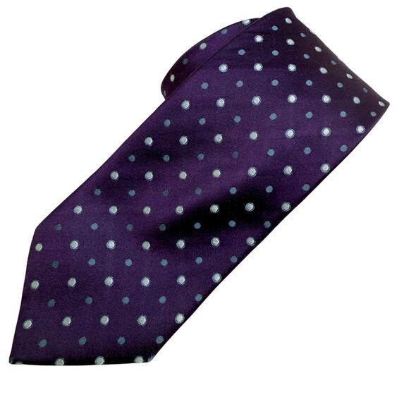 Fabio Ferretti 100% Silk Neck Tie Purple Polka Dot Italy - Picture 1 of 7